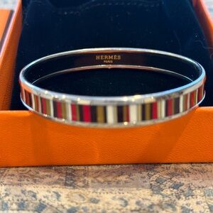 Hermes enamel bangle bracelet. Silver. Worn twice in 18 years.
